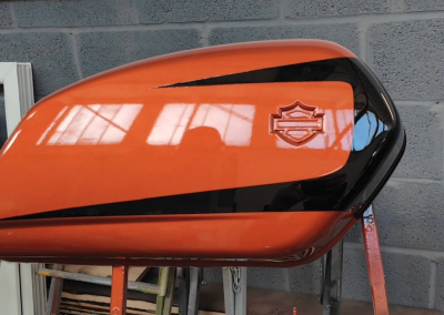Motorbike side luggage painted