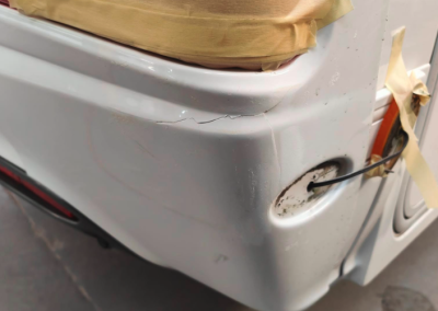 Caravan bumber prepped for repair